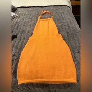 Edikted Orange Knitted Halter Neck Dress